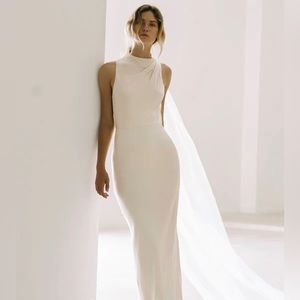 SHONA JOY LA LUNE HIGH NECK MAXI DRESS CREAM Size US 2